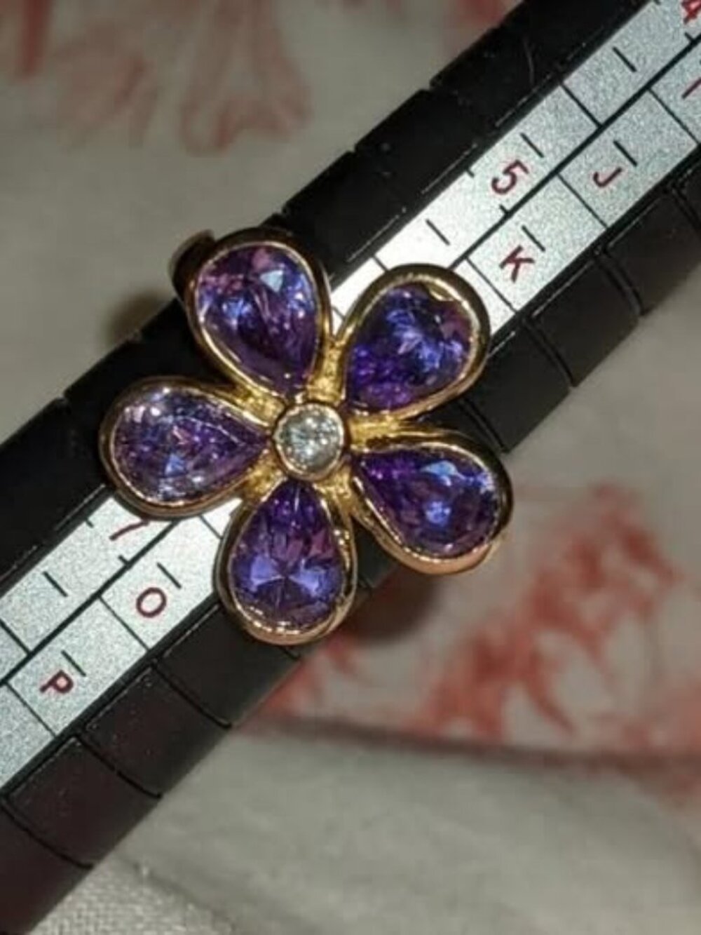 Gold Plated Sterling Silver Flower Ring Size 6